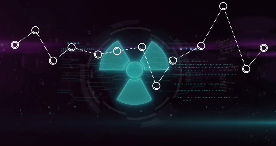 Abstract Radiation Symbol with Data Connectivity Network