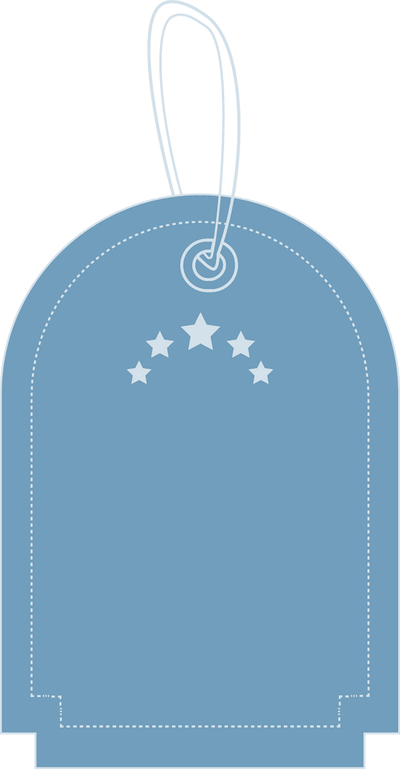 Blue Gift Tag with Stars on Transparent Background