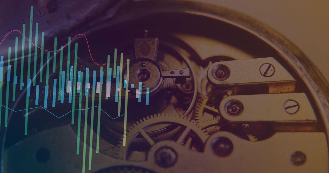 Overlay of Financial Graph Over Clockwork Gears