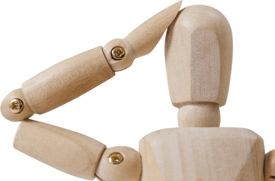 Confused Wooden Mannequin Scratching Head Transparent Background