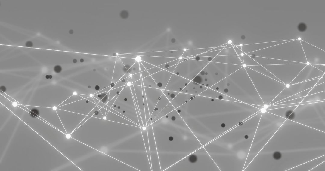 Abstract Digital Network with Dynamic Connections on Grey Background