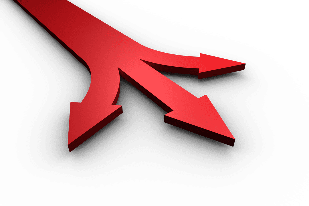 Red Arrows Splitting on Transparent Background Symbolizing Choices - Download Free Stock Images Pikwizard.com