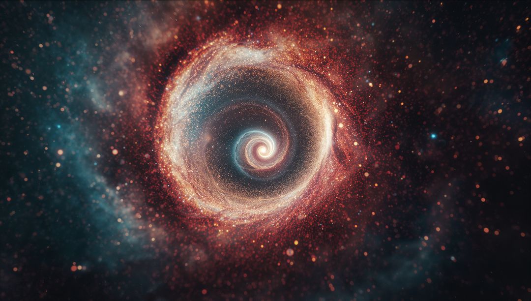 Vivid Spiral Galaxy with Cosmic Dust and Stars in Galactic Vortex