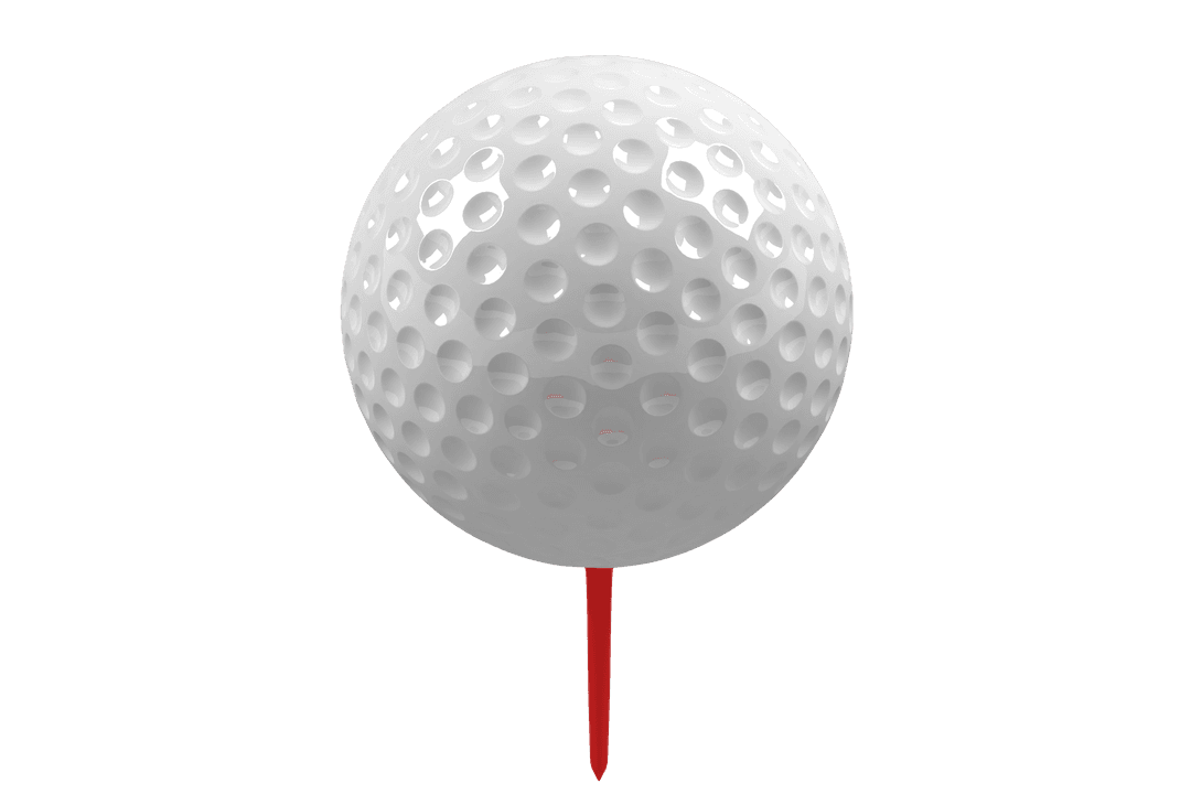 Transparent Golf Ball on Red Tee