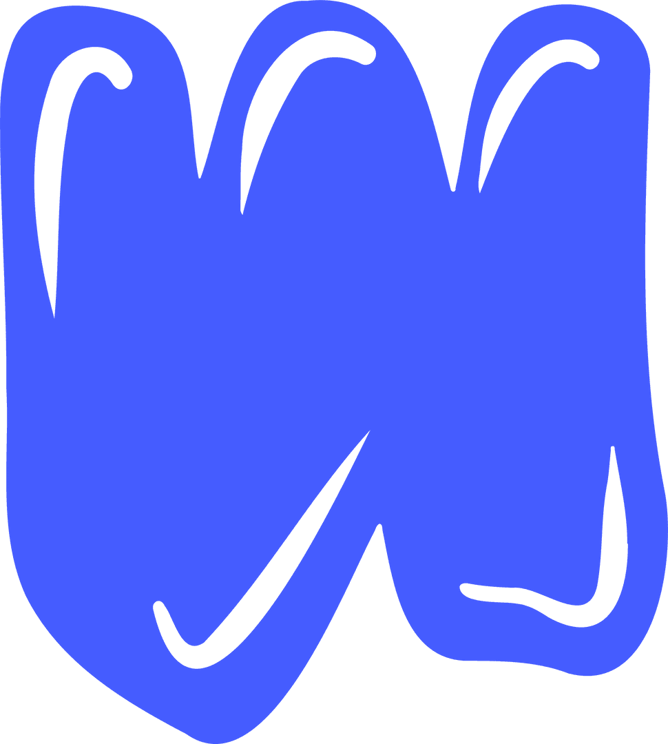 Abstract Blue Fluid Form on Transparent Background