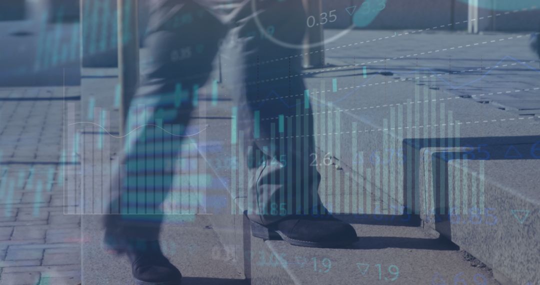 Businessman Walking Through Financial Data Visualization