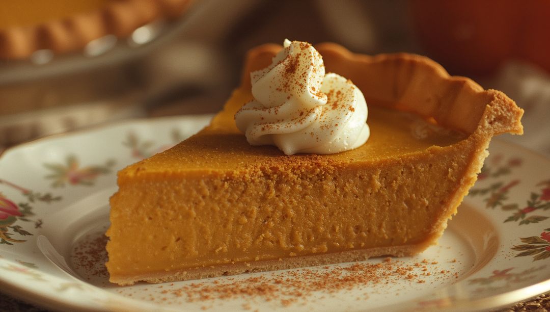 Enjoying a Slice of Pumpkin Pie with Whipped Cream