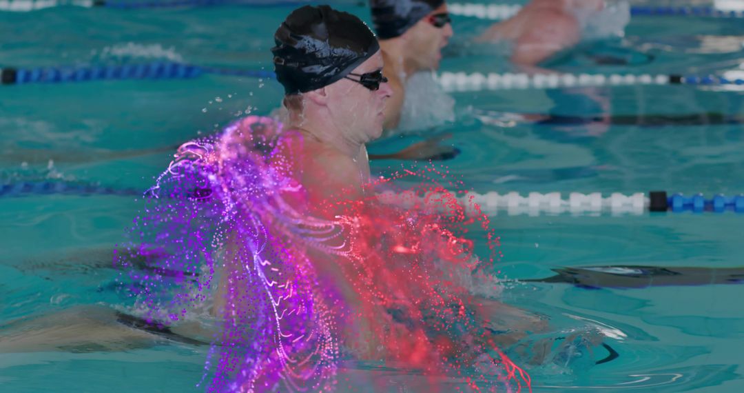 Competitive Swimmer with Particle Effects in Indoor Pool