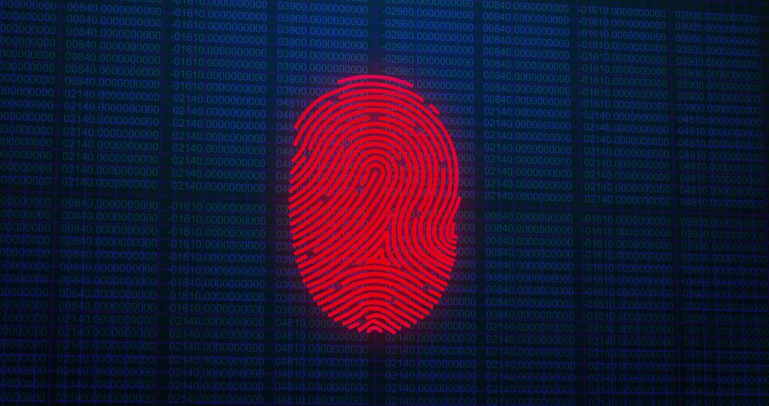 Digital Security Concept with Biometric Fingerprint on Data Background