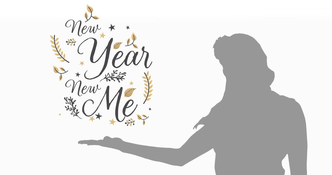 New Year New Me Silhouette Design with Motivational Text