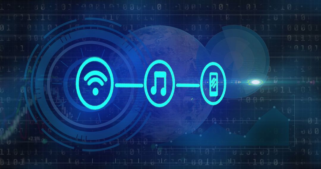 Futuristic Digital Connectivity Concept with Globe and Tech Icons