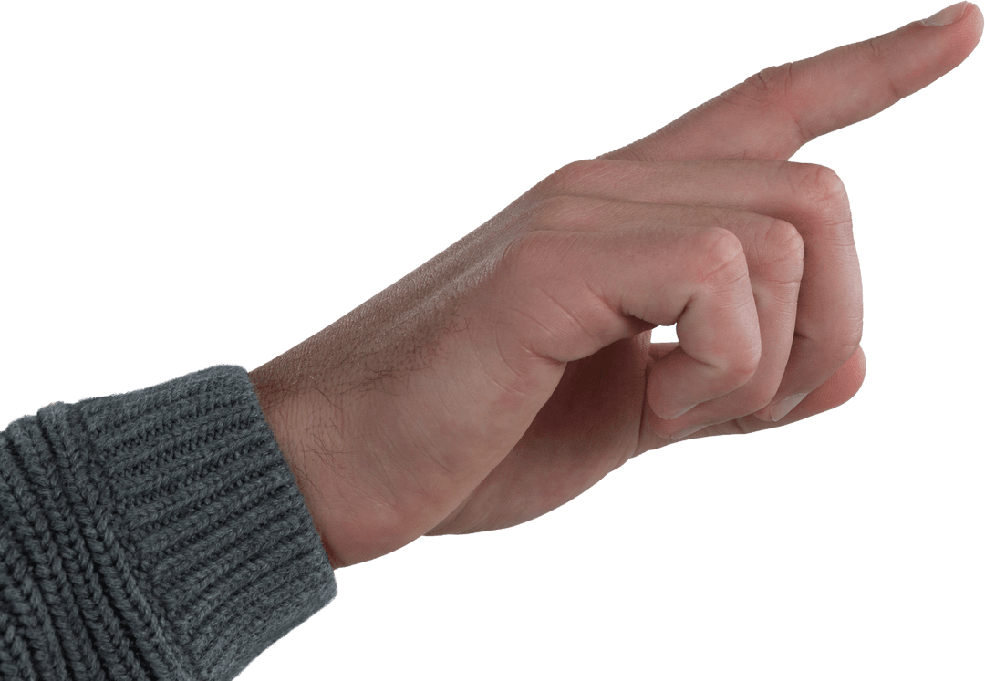 Transparent Hand with Sleeved Finger Pointing Upward