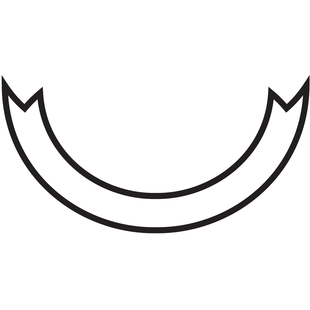 Closeup Curved Banner Illustration on Transparent Background