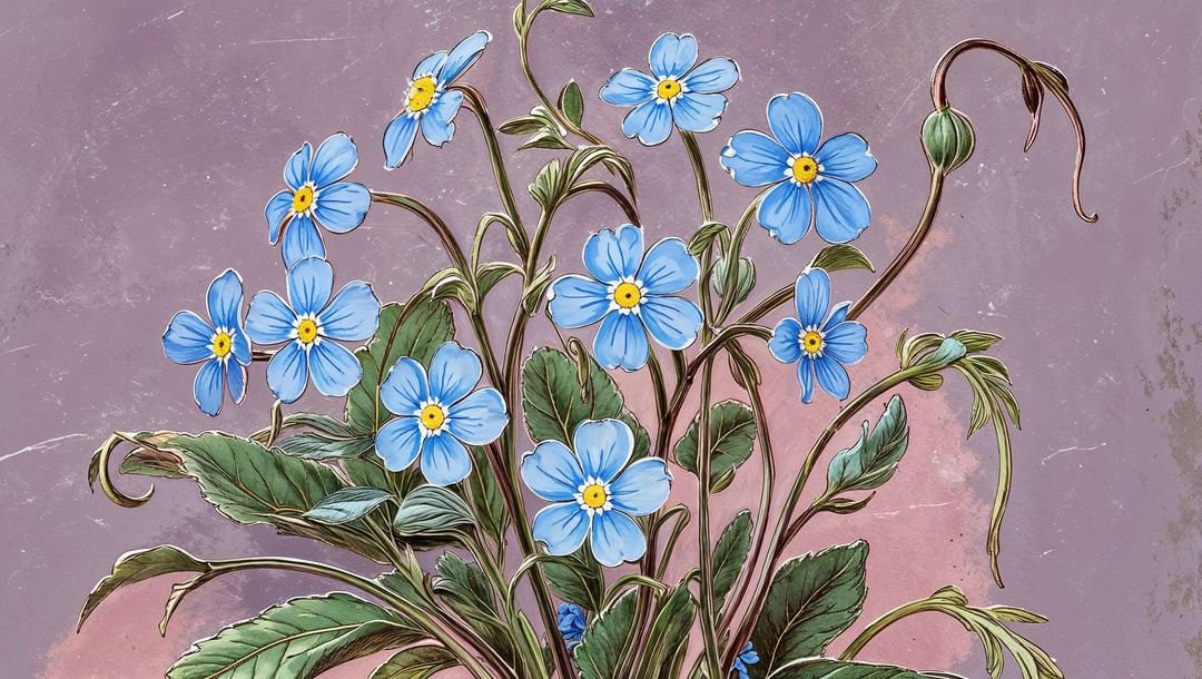 Artistic forget me not vintage botanical illustration