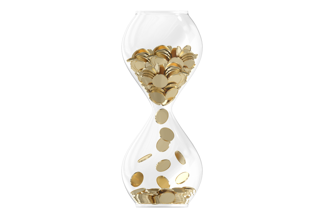 Transparent Hourglass with Flowing Gold Coins in Metallic Egg Timer - Download Free Stock Images Pikwizard.com