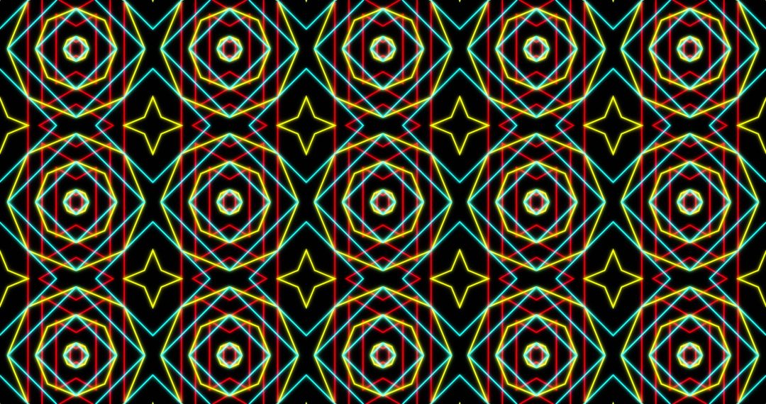 Vibrant Geometric Pattern with Neon Shapes