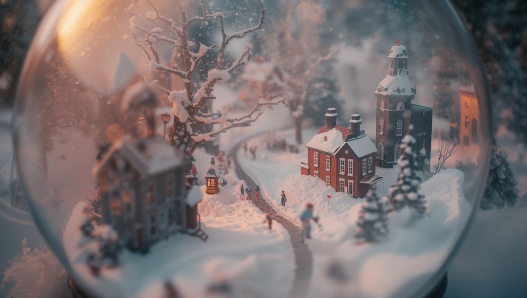 Whimsical Snow Globe Encapsulating Winter Village Charm