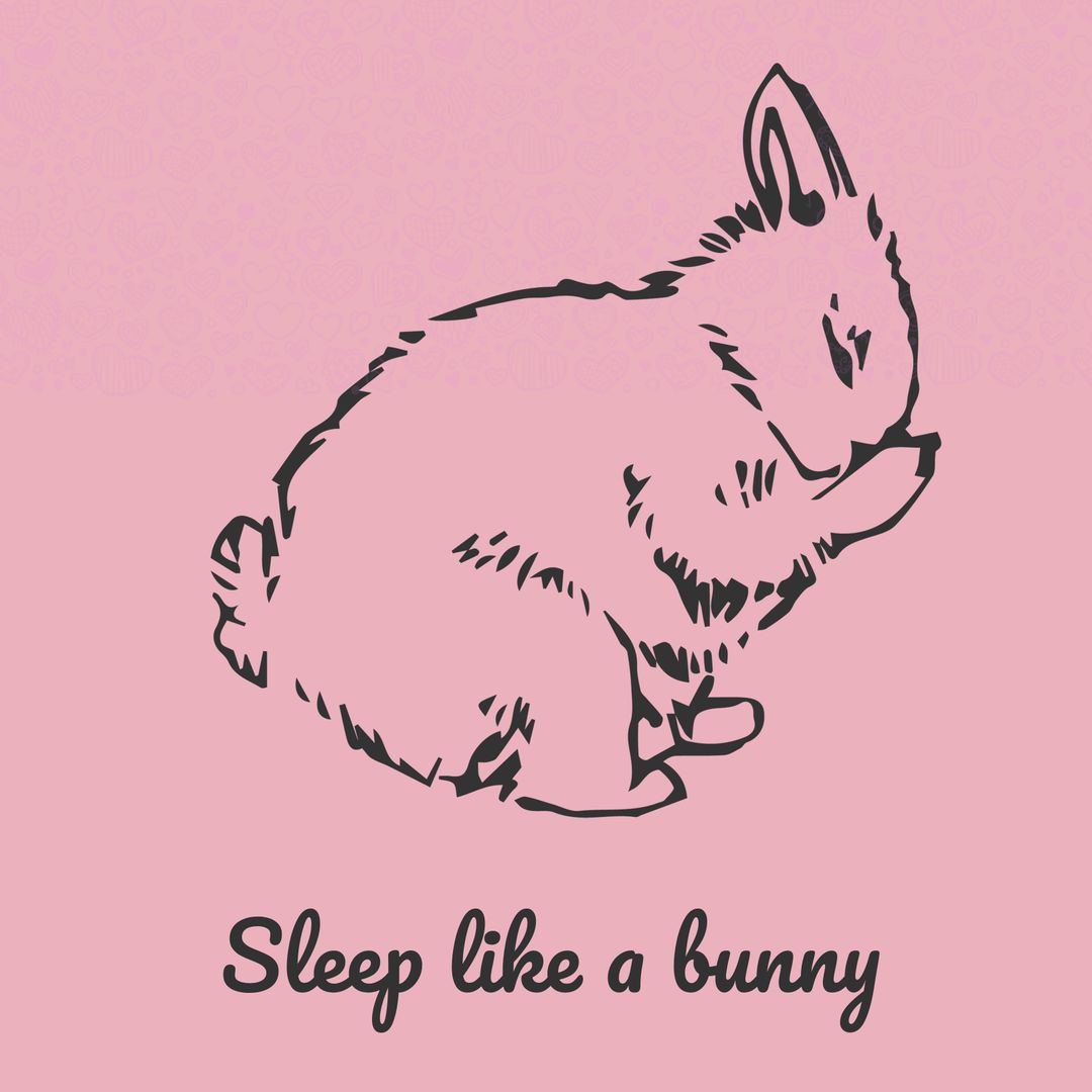 Serene Bunny Sleeping Illustration on Pink Background