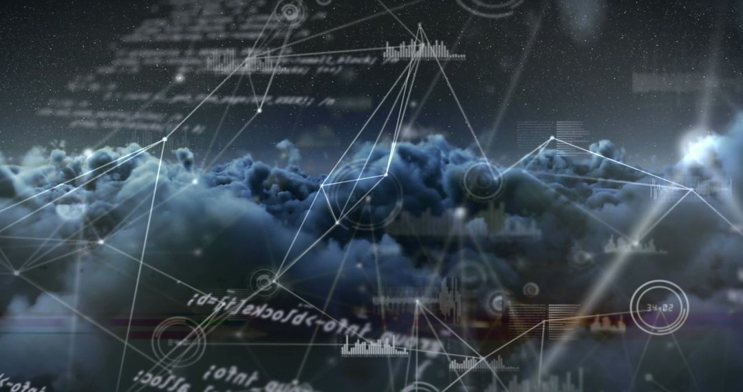 Global Network Visualization Over Cloud Abstract Background