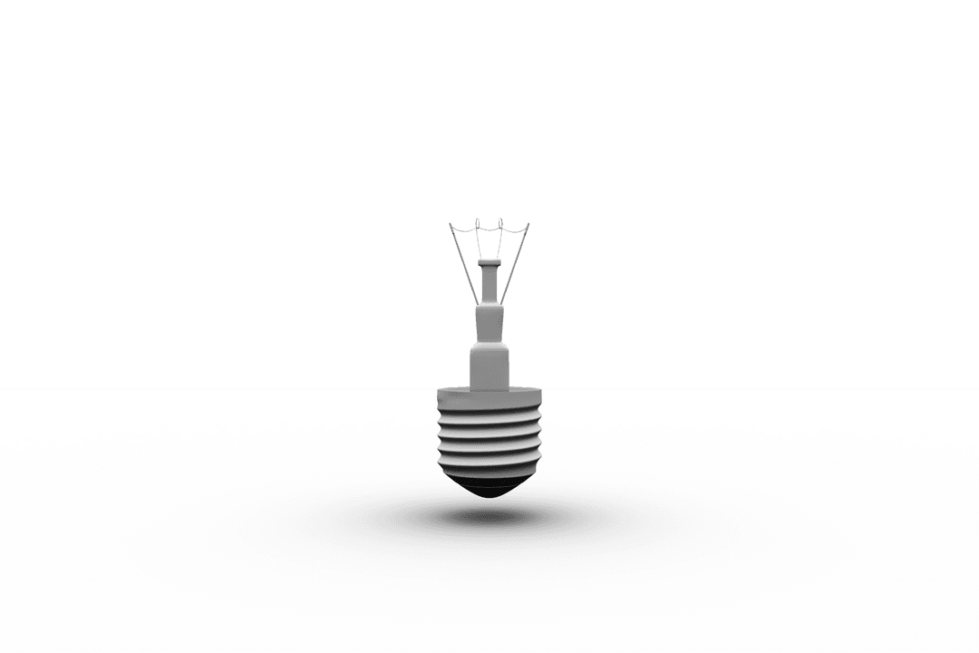 Creative White Light Bulb Illustration on Transparent Background