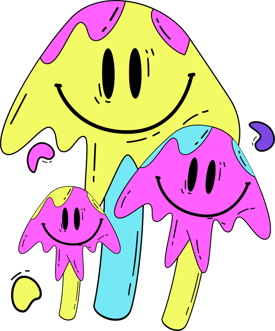 Colorful Melting Popsicle Characters on Transparent Background