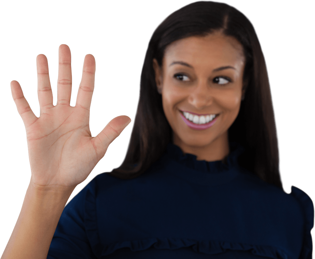 Transparent Stop Gesture by Smiling Businesswoman