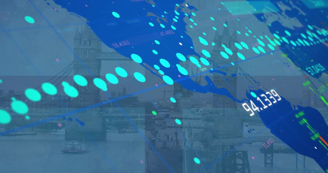 Global Data Analytics Over London Skyline and Bridge