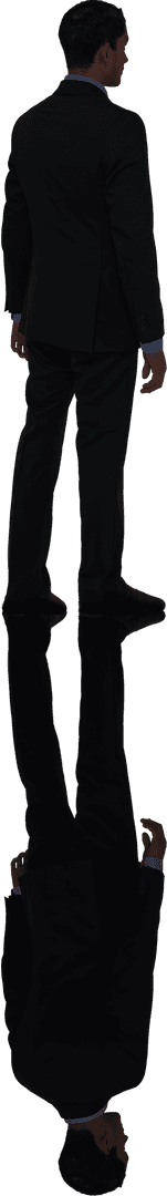 Back View of Businessman in Suit on Transparent Background