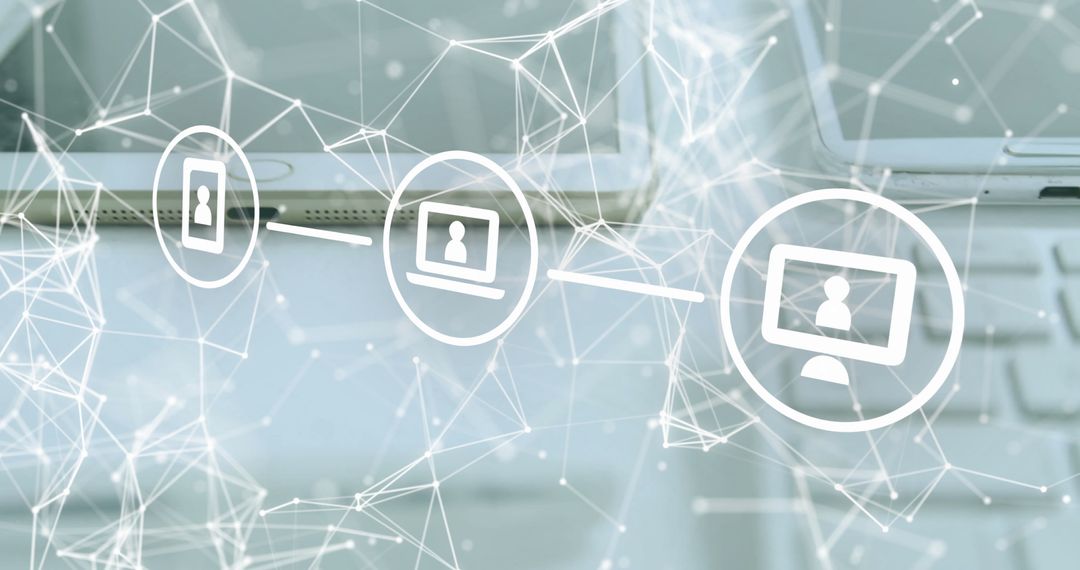 Digital Network Connections with Icons and Data Processing