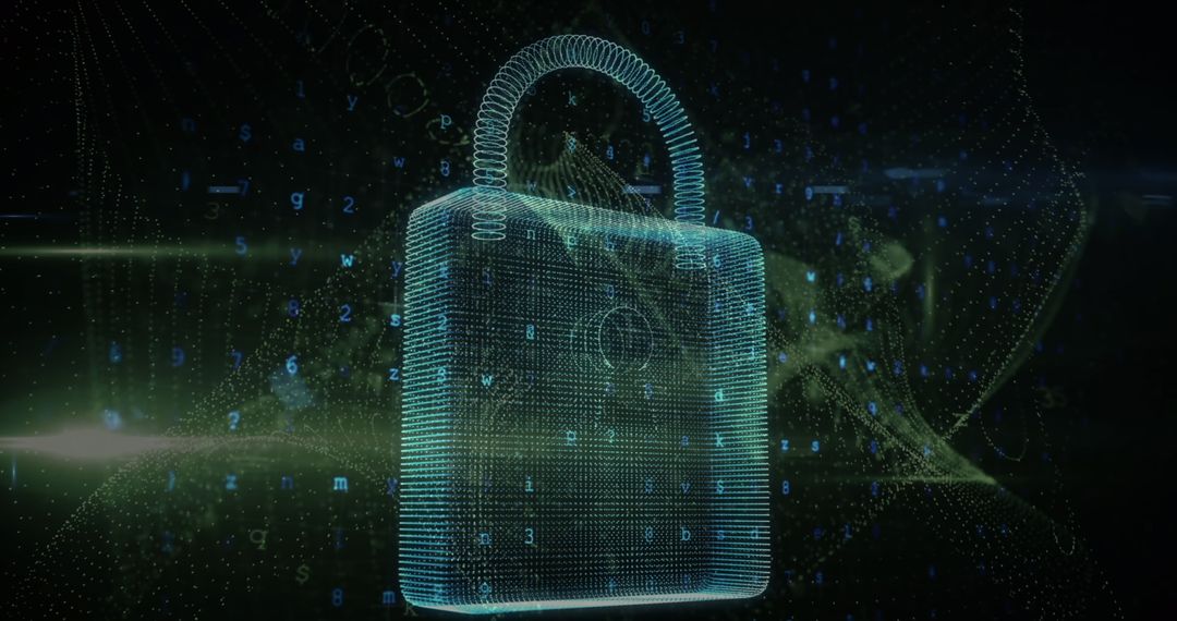 Digital Padlock Representing Cybersecurity with Binary Code