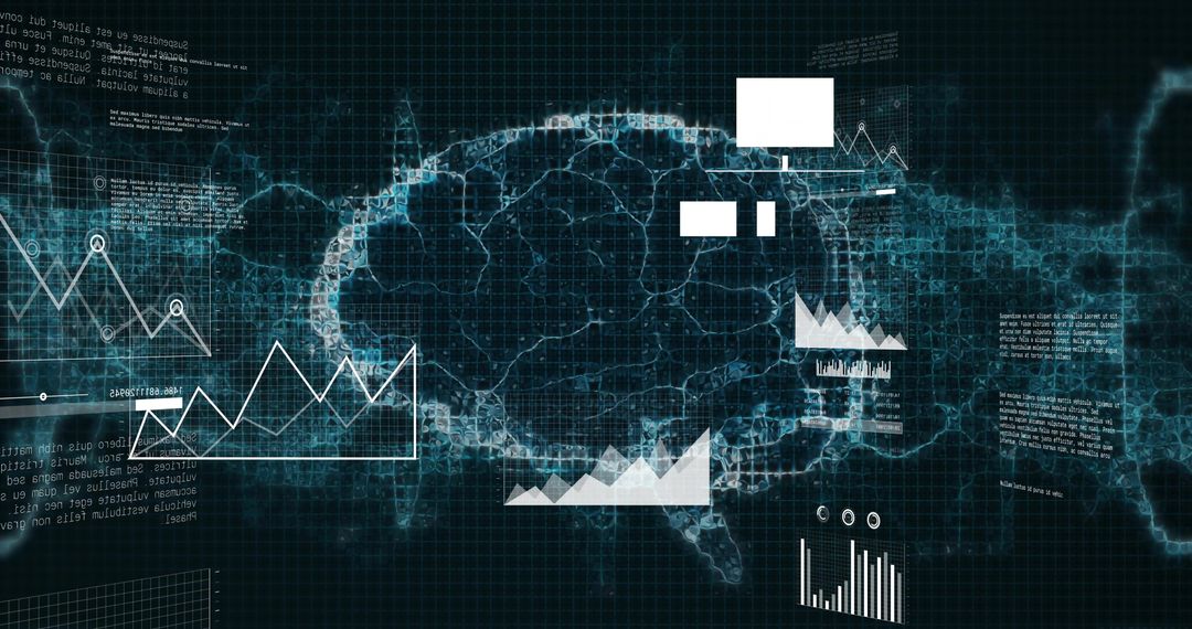 Futuristic Brain Interface with Data Charts and Analytics