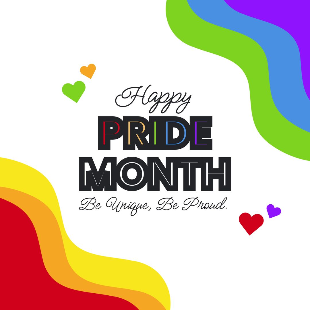 Pride Month Celebration with Rainbow and Hearts Design