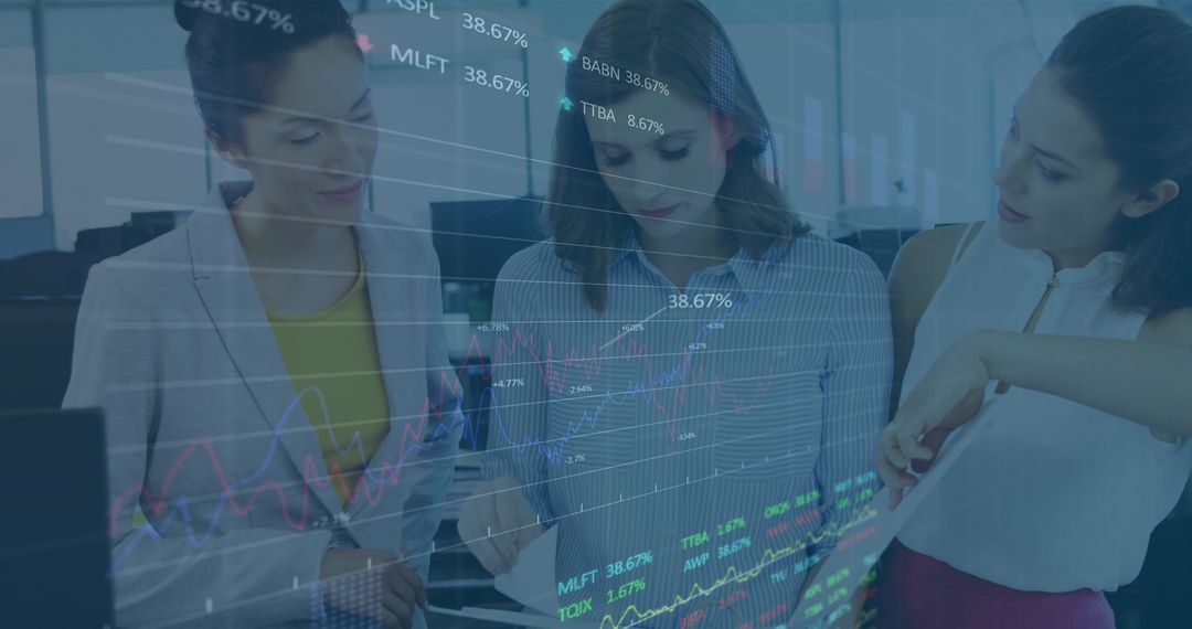 Business Women Analyzing Financial Data with Digital Interface