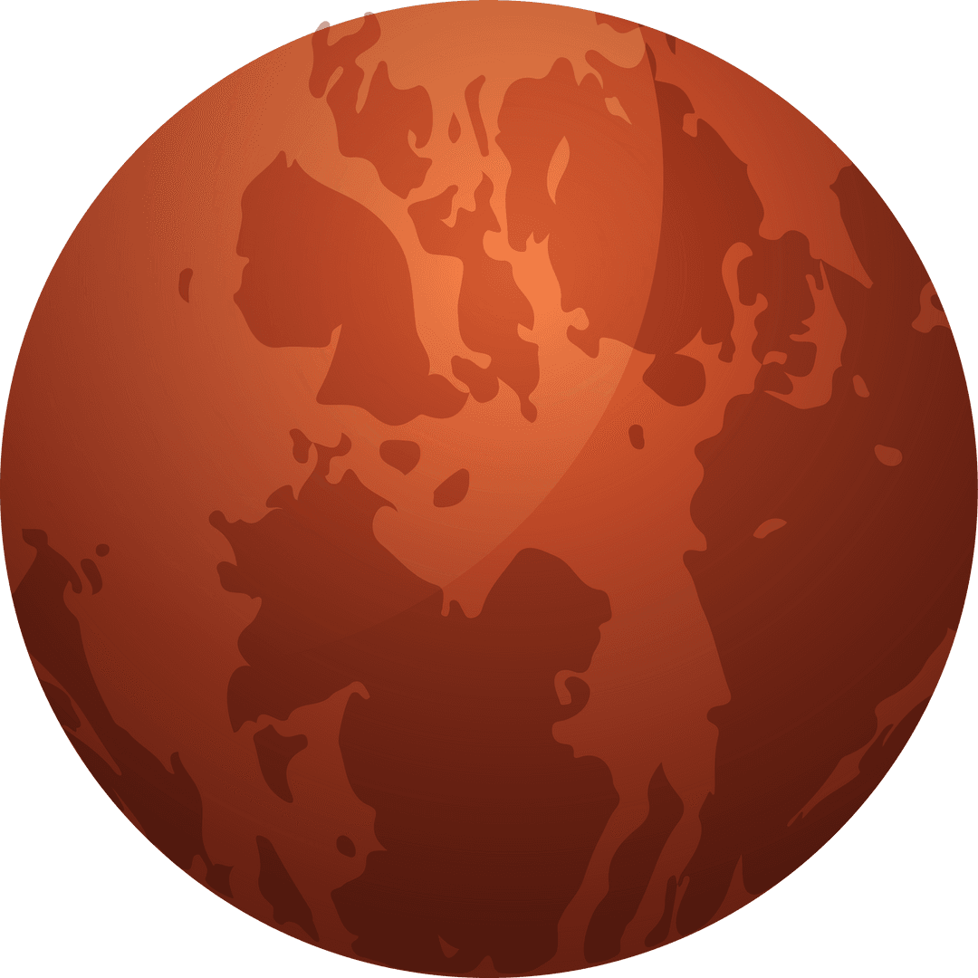 Stylized Red-Orange Planet Sphere on Transparent Background