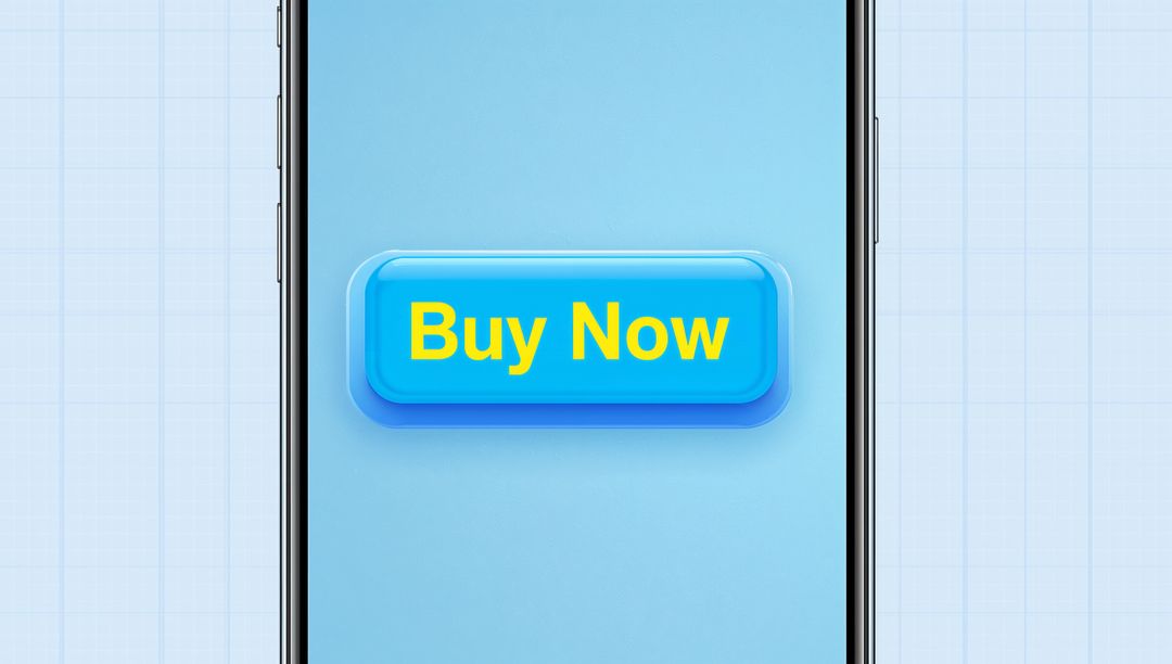 Smartphone Showing Buy Now Button on Minimal Blue UI for E-commerce Conversion