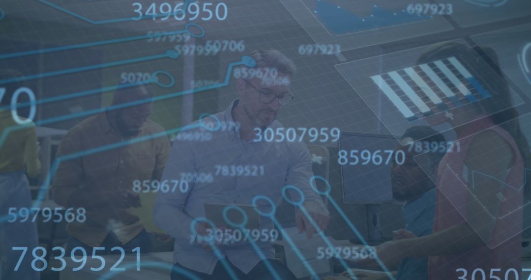 Dynamic Business Team Analyzing Digital Data Insights