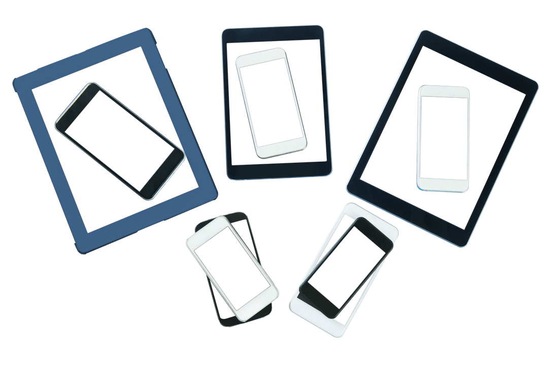 Digital Devices Composition with Copy Space on Transparent Background