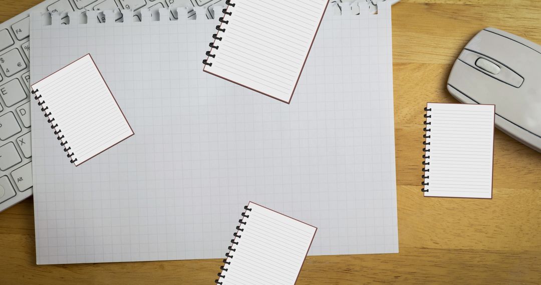 Creative Desktop Workspace with Digital Notebook Icons