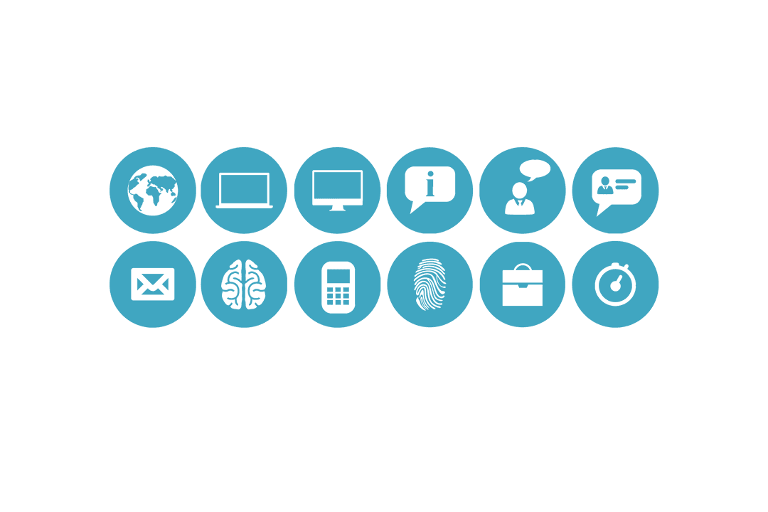 Blue Business Icons on Transparent Background Vector Illustration