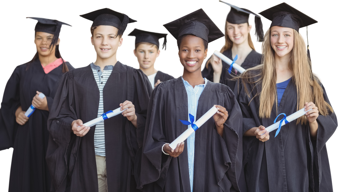 Transparent happy graduates holding diplomas - Download Free Stock Images Pikwizard.com