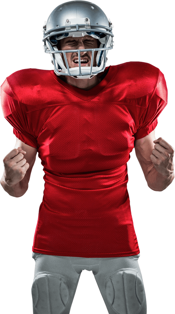 Transparent Angry American Football Player Reacting with Passion