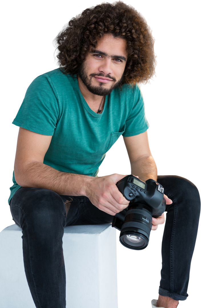 Transparent Background Portrait of Male Photographer with Camera in Relaxed Pose - Download Free Stock Images Pikwizard.com