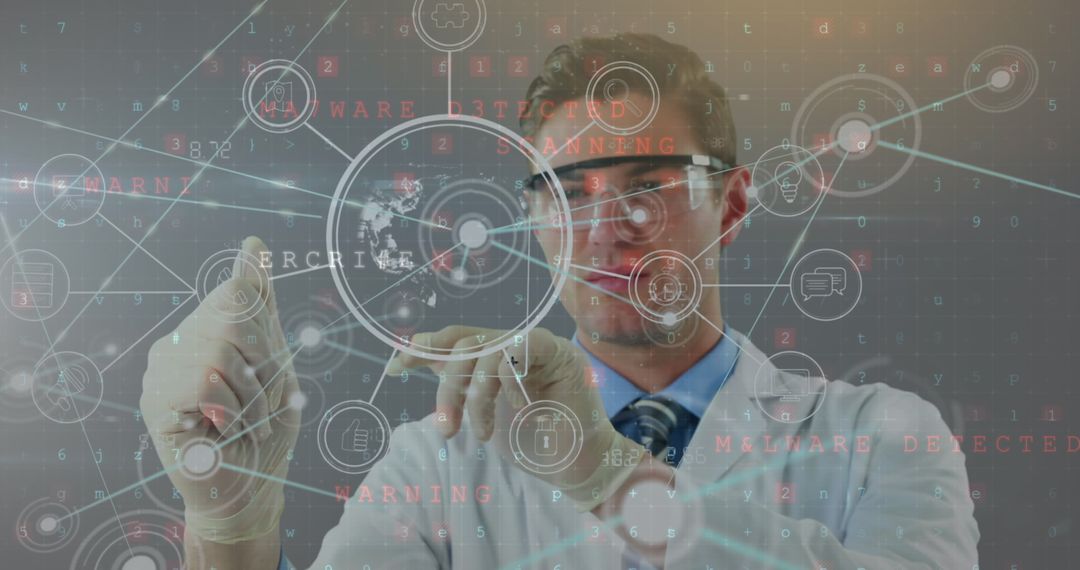 Doctor Interacting With Virtual Reality Medical Interface