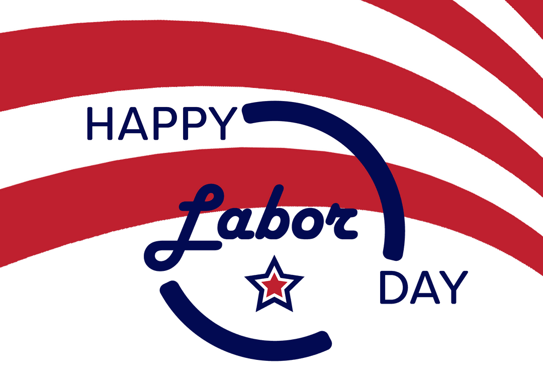Happy Labor Day PNG with USA Flag Background Transparent