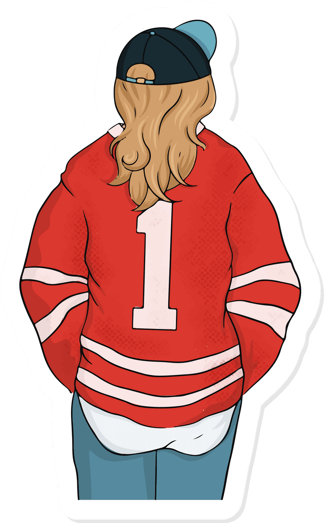 Sports Fan with Red Jersey and Cap on Transparent Background