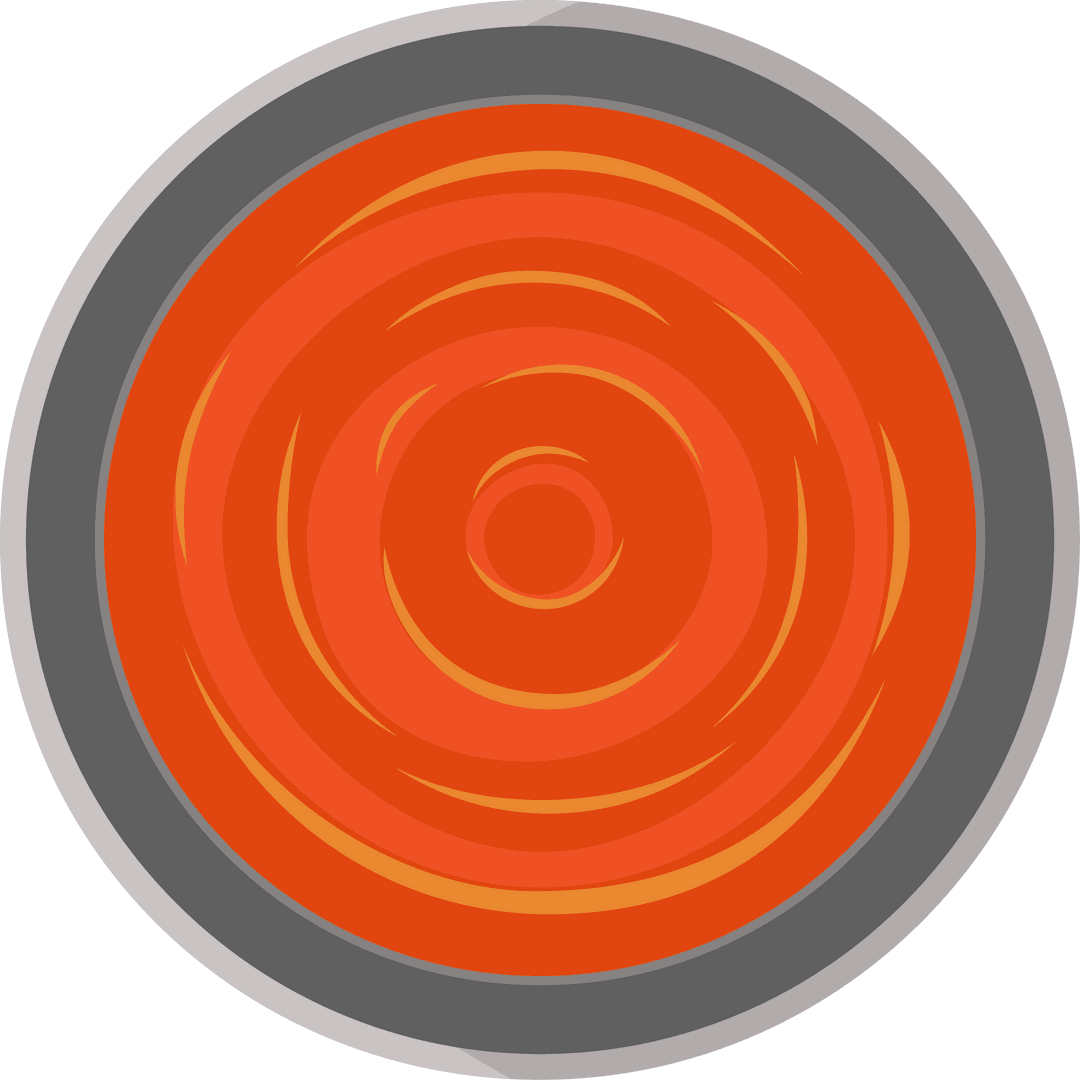 Stylized Red-Orange Liquid in Circular Bowl on Transparent Background