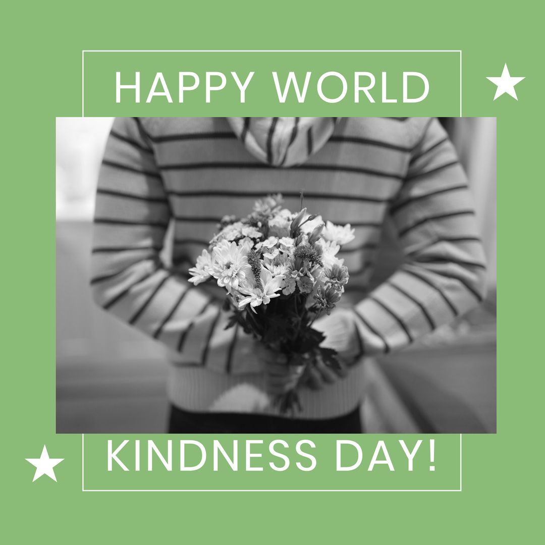 World Kindness Day Celebration with Flowers Behind Back