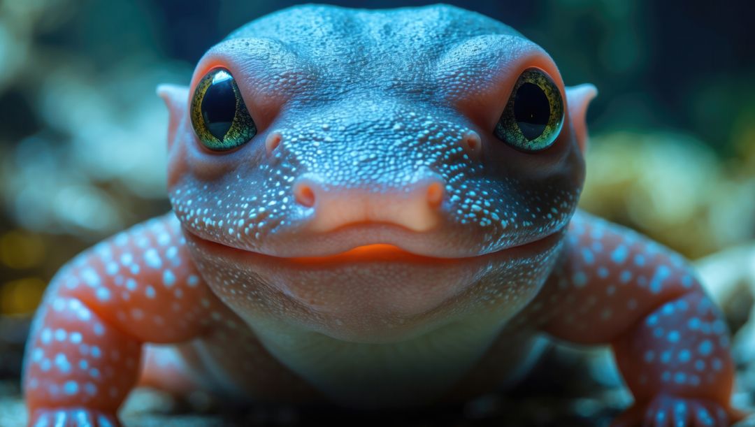 Vibrant AI-Generated Amphibian Close-Up with Turquoise Head