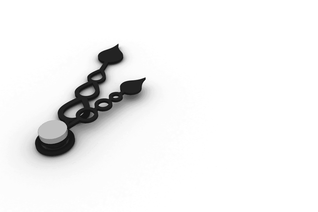 Abstract Black Clock Hands on Transparent Background