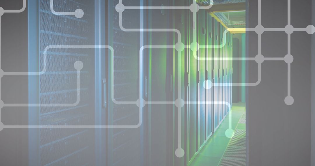 Interconnected Lines Overlapping Modern Data Center Servers